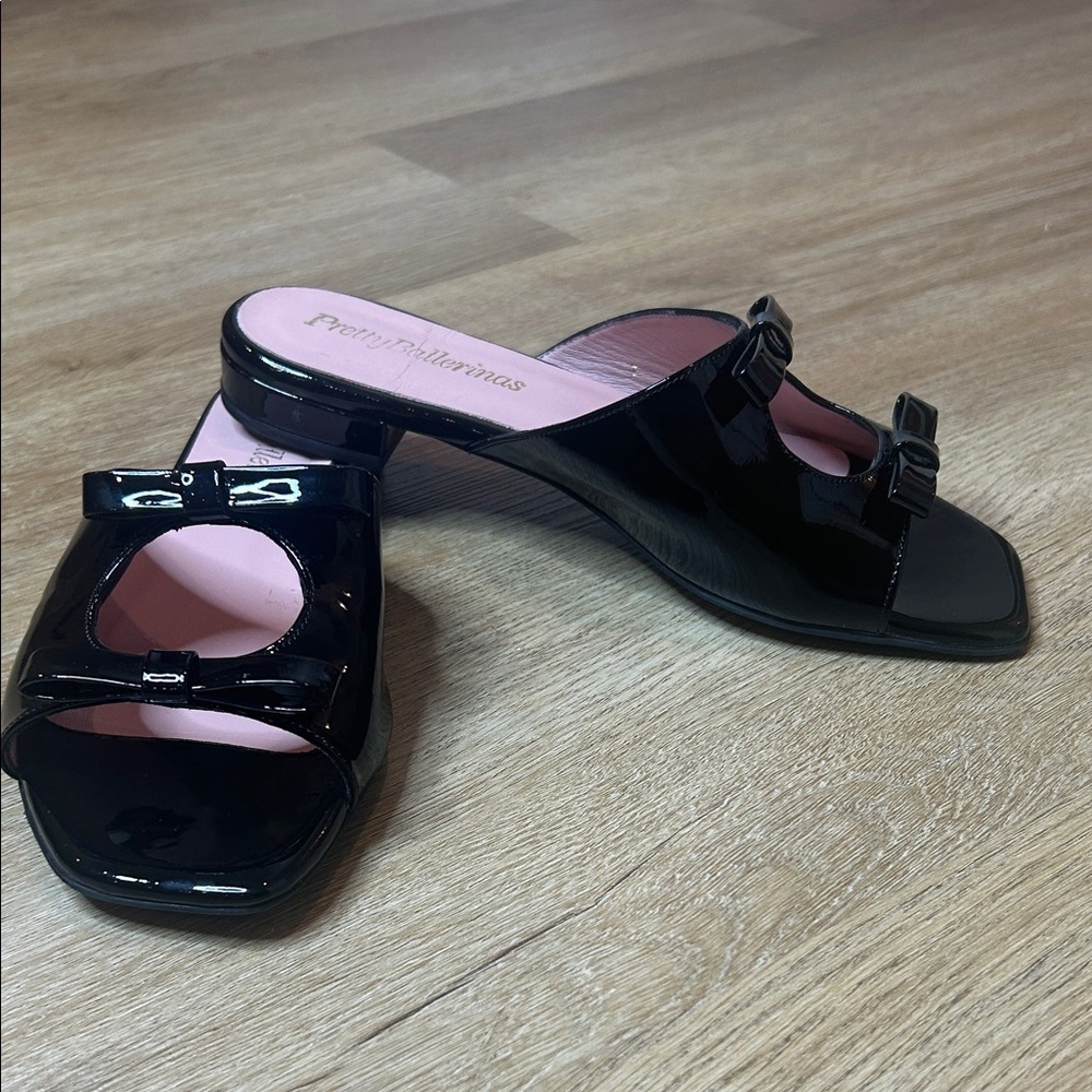Pretty Ballerinas Glossy Black Mules size 37.5 - Picture 3 of 9